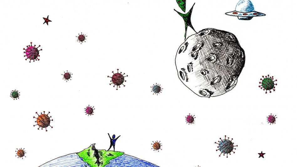 Javier Elissamburu está publicando  ilustraciones en un diario de Ushuaia