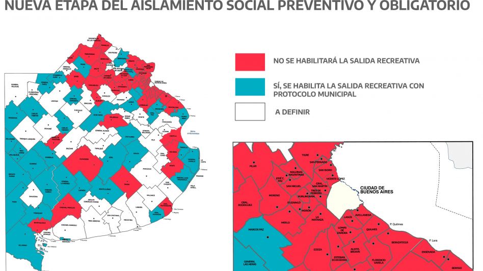 De acuerdo a información de último momento, el municipio de Tres Arroyos aún no autoriza las salidas. En Azul ya están listadas las excepciones