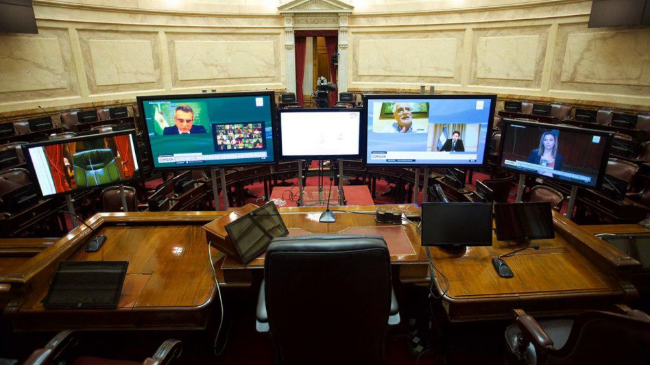 El sistema que utilizará la vicepresidenta Cristina Fernández de Kirchner para avanzar con las sesiones online. (Senado)