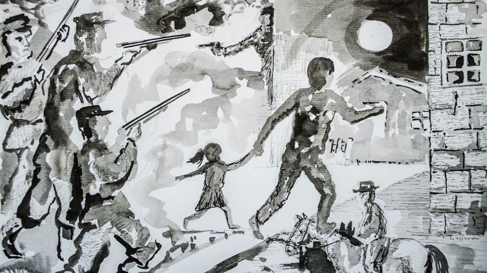 Representación realizada por el artista Raúl Santiago Gallardo. 