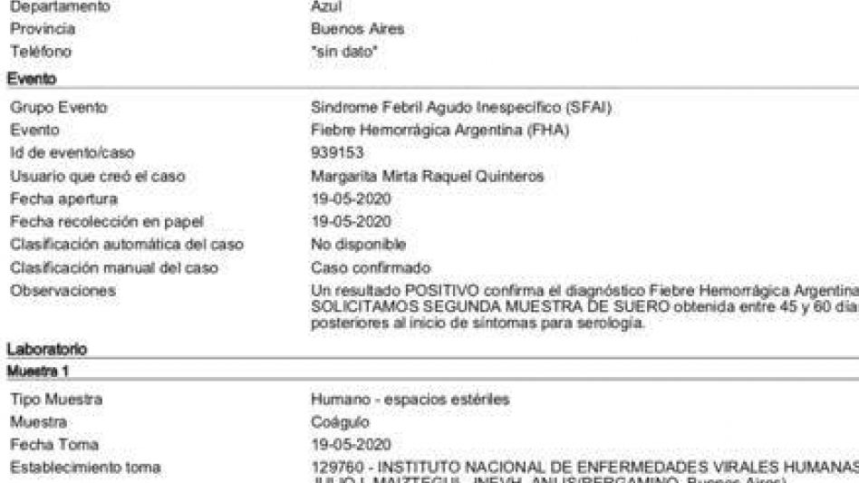 El operario de Los Teros dio positivo en Fiebre Hemorrágica Argentina