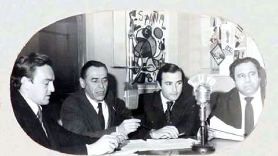 Jorge Schechtel, Luis Garay, Enrique Flores y Mario Vitale en tiempos de ?Mirador Deportivo? en Radio Azul.  