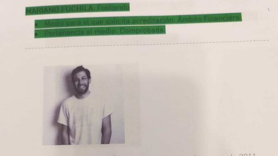   La ficha que la AFI realizó sobre el reportero gráfico azuleño Mariano Fuchila.