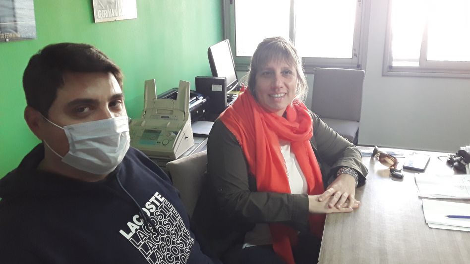 Los dirigentes de ATE Eduardo Bercovich y Vanina Zurita ayer cuando hablaron con los medios sobre la denuncia al Departamento Ejecutivo por ?apretar? trabajadores.