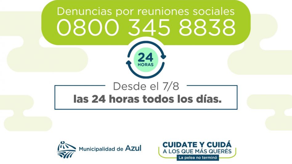 Se intensificarán los controles por reuniones sociales en el partido de Azul