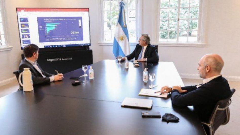 Kicillof, Fernández y Larreta el viernes en Olivos.