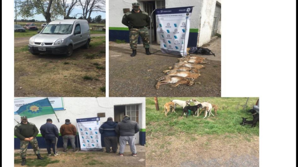 En carácter de aprehendidos, los cazadores estaban en la sede del CPR Azul y mañana iban a ser llevados a Tribunales. FOTO: CPR AZUL/PBA