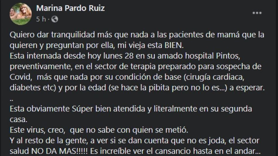 El mensaje de Marina, hija de María del Carmen