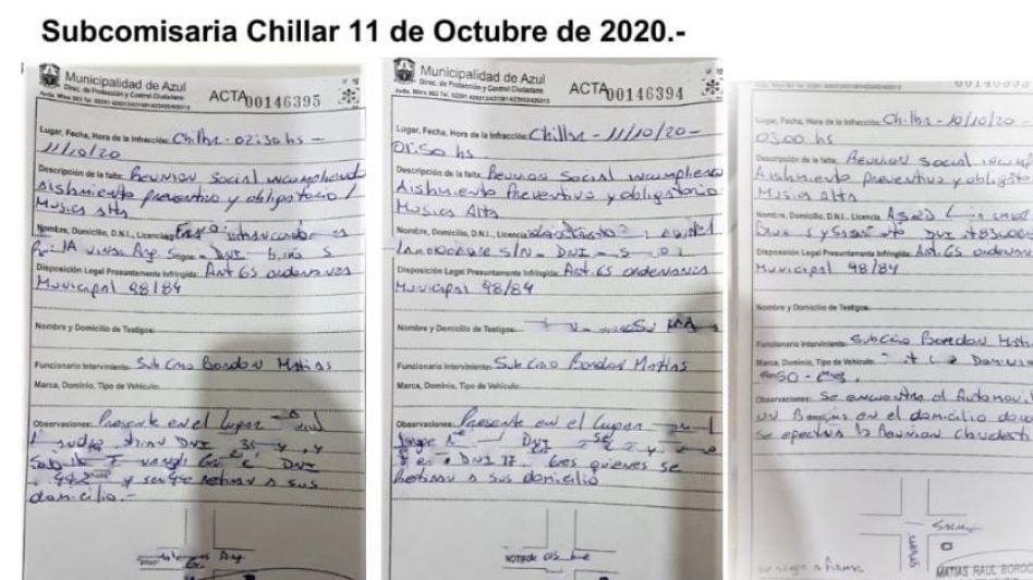 La Policía llevó a cabo esos procedimientos en Chillar este fin de semana. FOTOS: SUBCOMISARÍA CHILLAR
