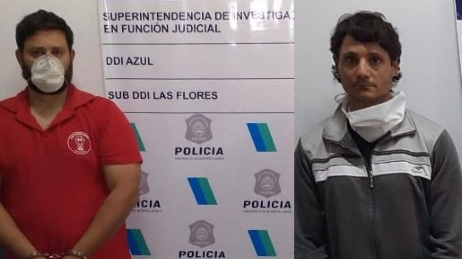 Los hermanos, uno de ellos policía, fueron indagados ayer en los tribunales de Azul. Días atrás ambos habían sido detenidos en Chimpay, un pueblo que está en Río Negro. FOTOS: PBA