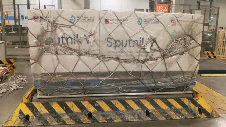 Un lote de Sputnik V, en el depósito de Avellaneda. (Agencia DIB)