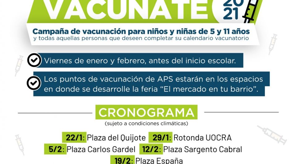 Cronograma de la campaña Vacunate 2021