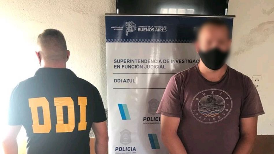 El acusado fue detenido el pasado viernes por policías de la DDI Azul. Ayer, luego de que fuera indagado en Tribunales y se negara a declarar, había sido trasladado a General Alvear. DDI AZUL/PBA