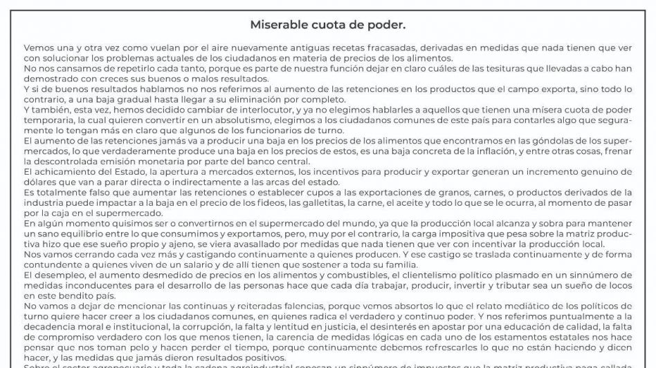 Miserable cuota de poder