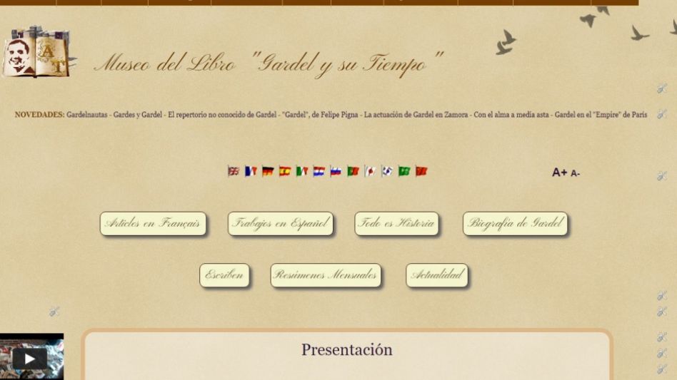 Captura de pantalla del Blog de Carlos Gardel administrado por Ana Turón. 