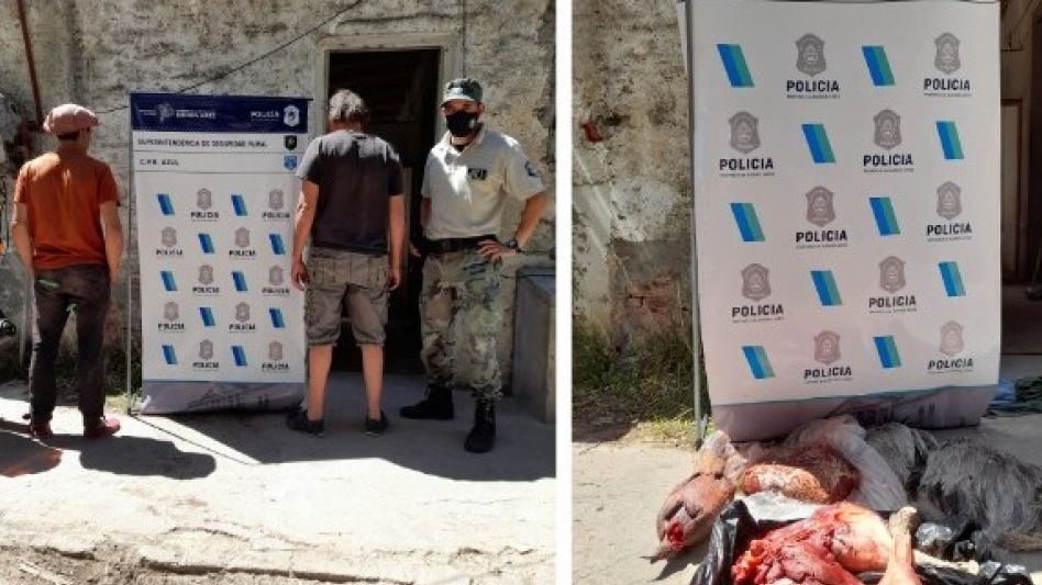 Policías del Comando de Prevención Rural local llevaron a cabo este procedimiento por caza furtiva en el Cuartel XVII del Partido de Azul. FOTO: CPR AZUL/PBA