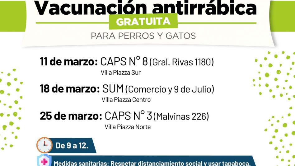 Comienza la vacunación antirrábica en Azul