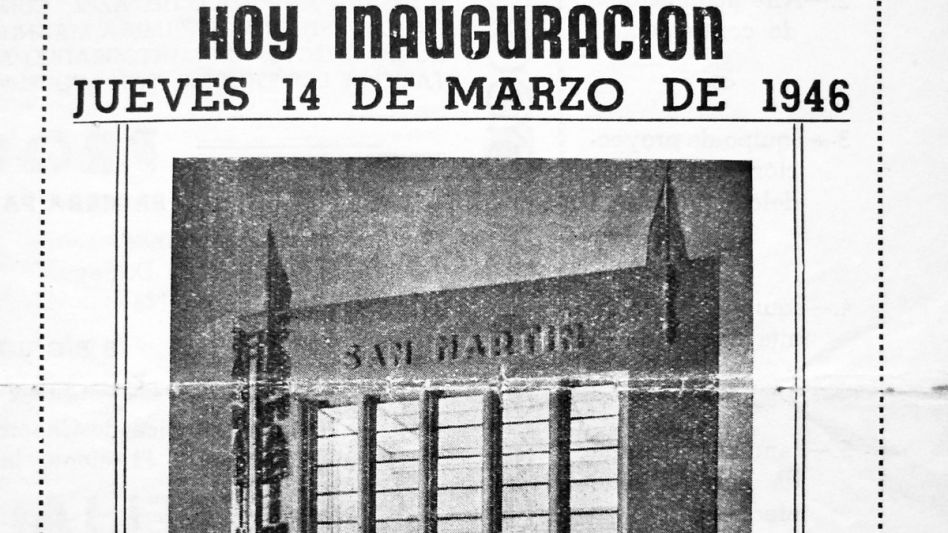 El aviso de inauguración del cine