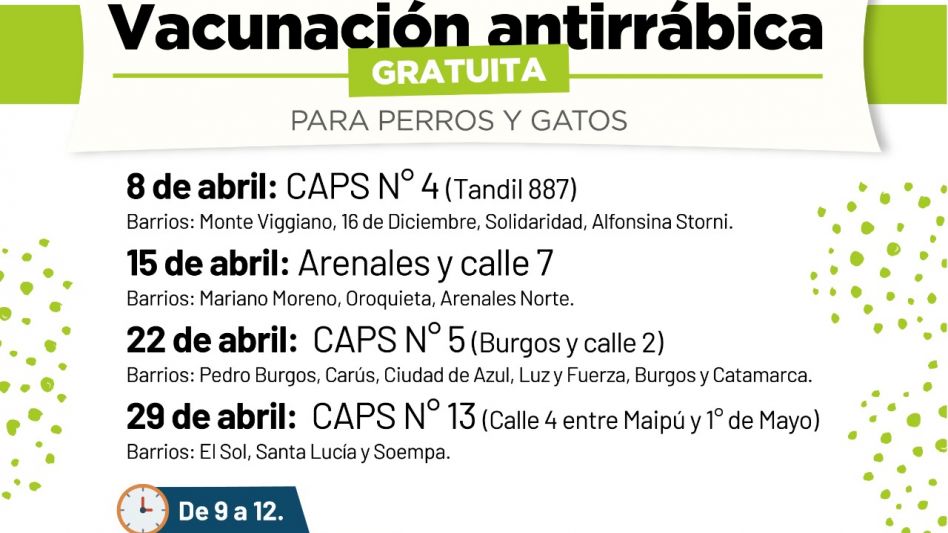 Cronograma de la vacunación antirrábica