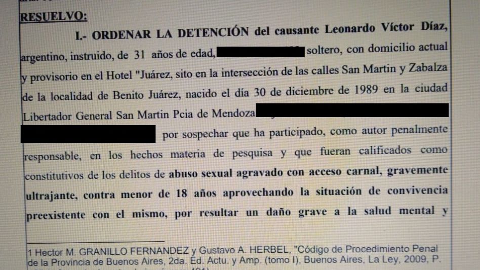 El imputado por estos hechos de abuso sexual en perjuicio de dos menores fue indagado hoy domingo y no declaró. FOTO: POLICÍA COMUNAL/BENITO JUÁREZ