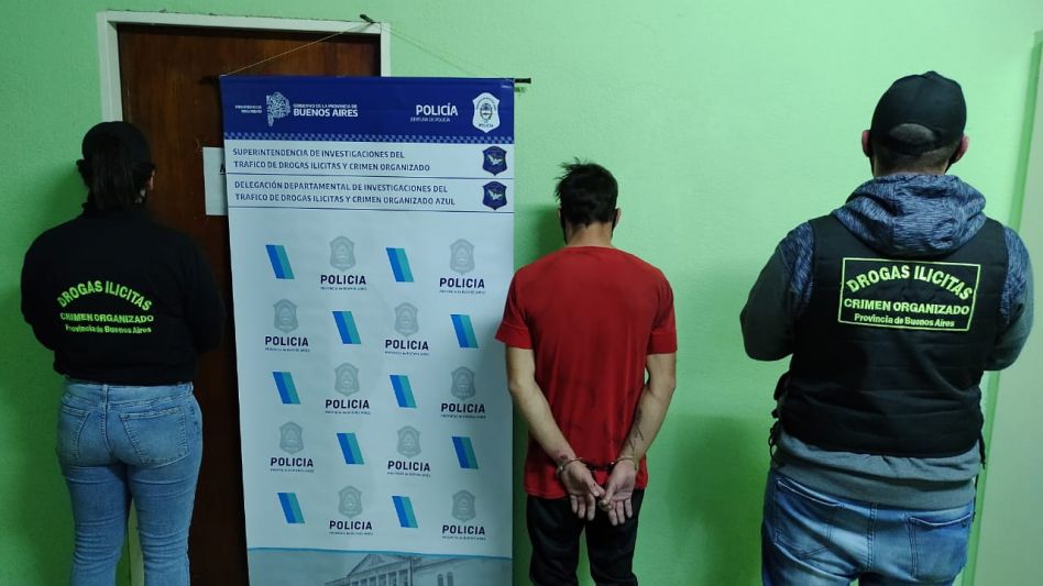 Tras su detención ordenada ayer martes, se espera por un cupo para que el imputado sea trasladado a una unidad penal. FOTO: DROGAS ILÍCITAS AZUL/PBA
