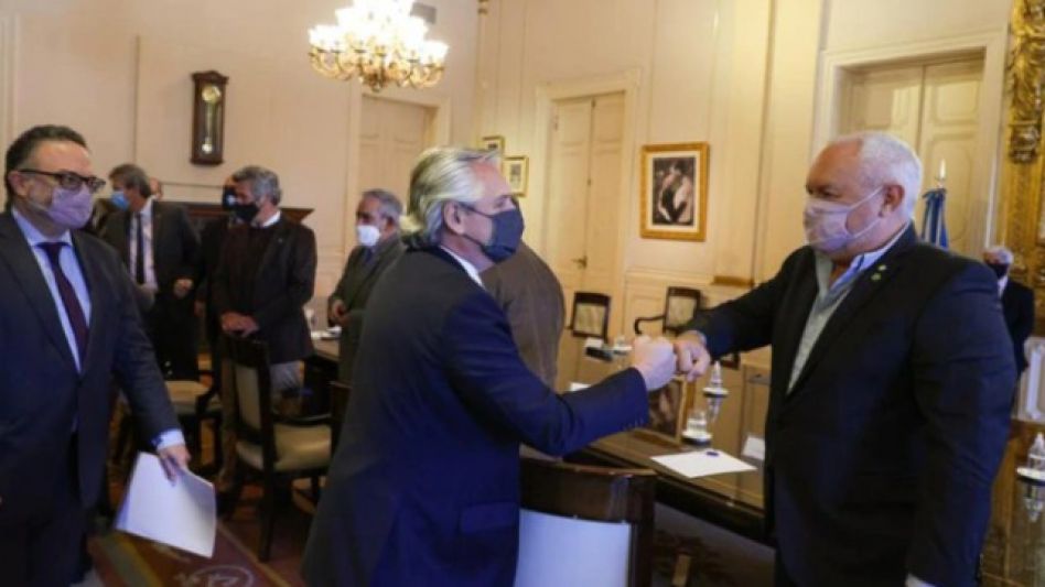Alberto Fernández, en la reunión con el sector agropecuario. INFOBAE