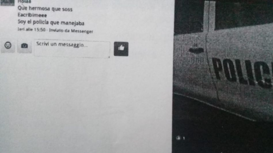 El mensaje que el policía le había enviado por Facebook a la menor desde un perfil falso. Una de las pruebas valoradas ahora para condenarlo.