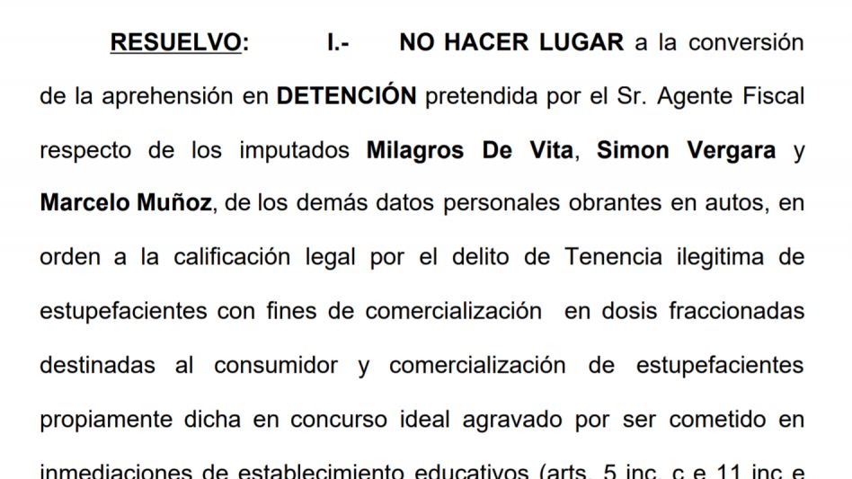 Un juez de Garantías ordenó que los dos jóvenes que habían sido arrestados el miércoles recuperaran la libertad hoy viernes. 