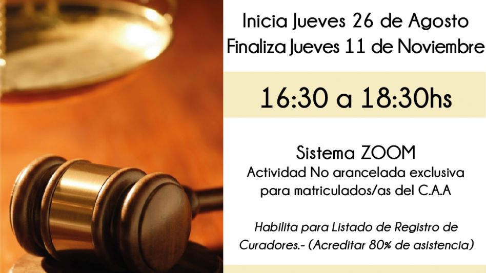 El próximo 26 de agosto comenzará el Curso de Curadores, organizado por el Colegio de Abogados del Departamento Judicial de Azul. PRENSA COLEGIO DE ABOGADOS