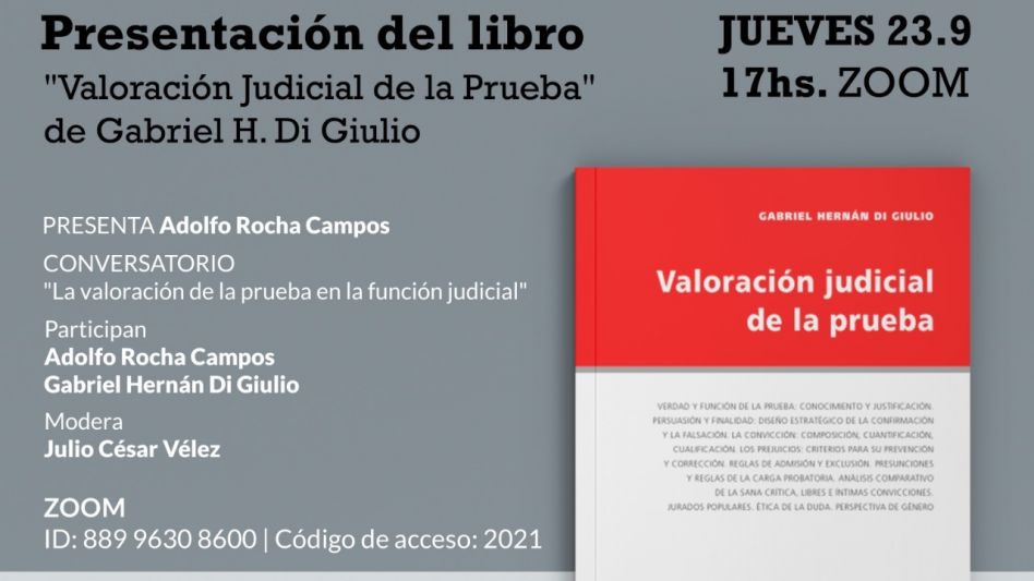 El juez Federal Gabriel Di Giulio presenta su libro: "Valoración Judicial de la Prueba"