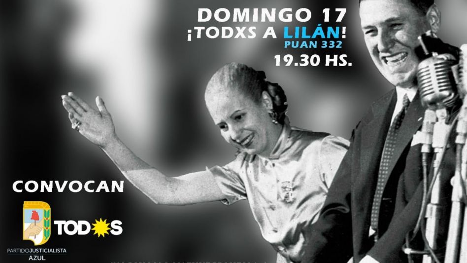 Se conmemorará hoy en el Club Lilán, desde las 19.30, el Día de la Lealtad Peronista. 