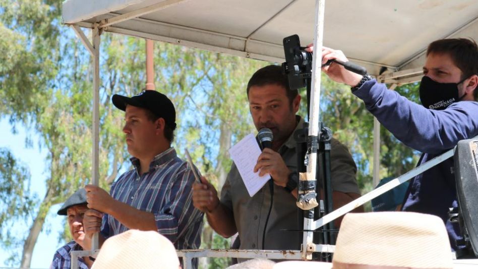 Los martilleros Martín Iturralde y Juan I. Goenaga trabajando en Azul.