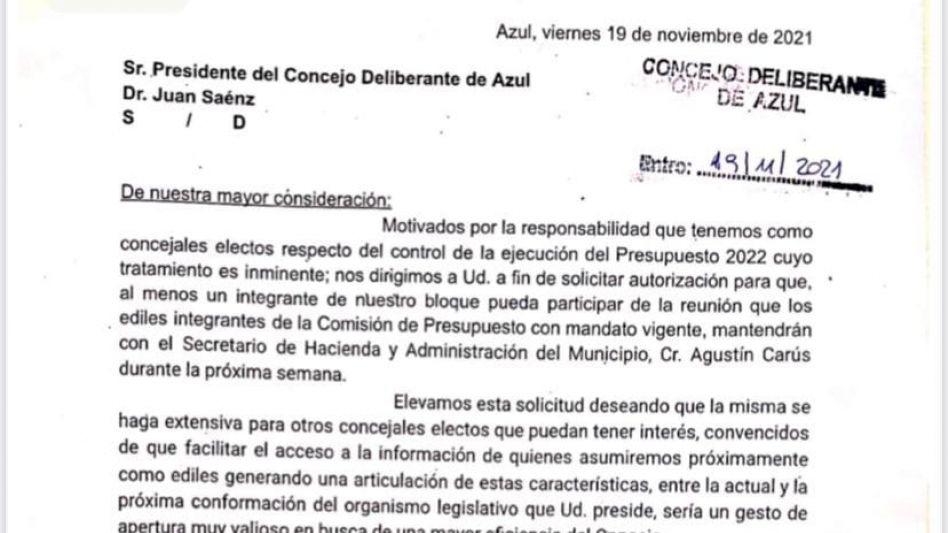 Futuros concejales piden participar de la reunión sobre el Presupuesto 2022 