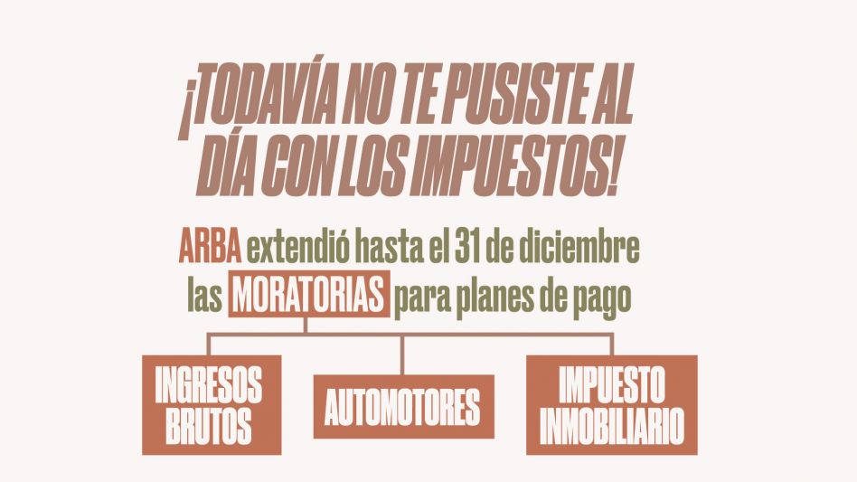  ARBA extiende hasta el 31 de diciembre las moratorias para regularizar deudas