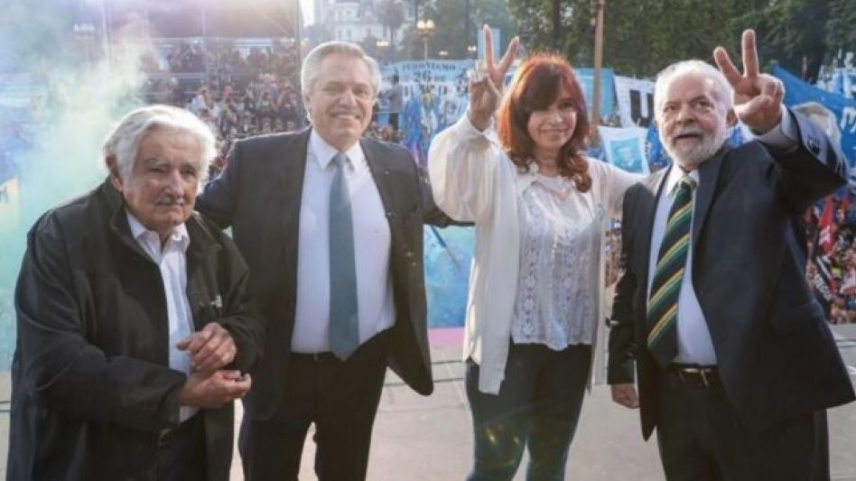 José Mujica, Alberto Fernández, Cristina Fernández de Kirchner y Luiz Inácio 