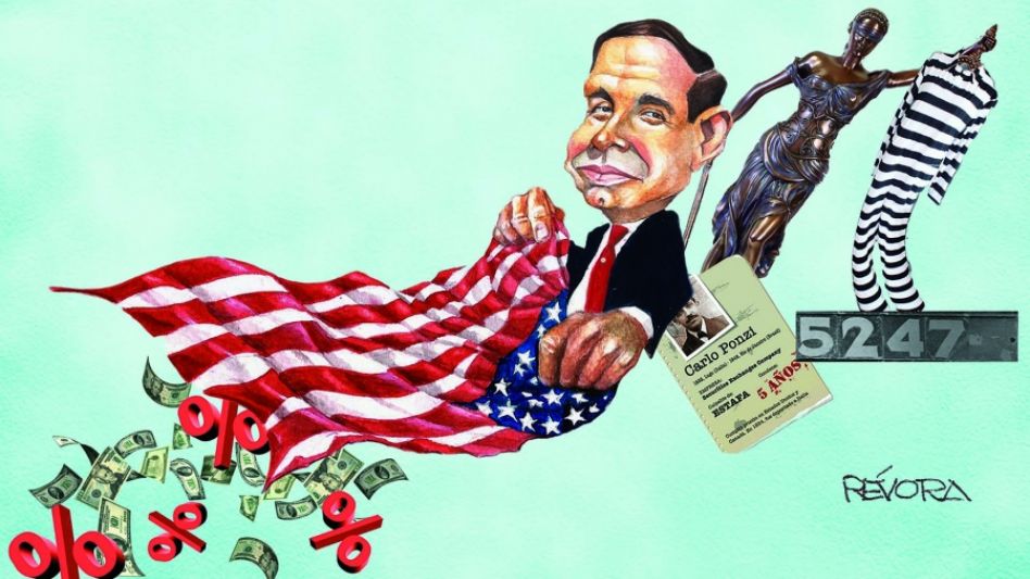  Carlo Ponzi, el gran simulador. (Ilustración de Osvaldo Révora). TÉLAM WEB