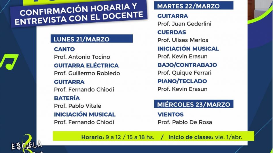 Encuentros previos al inicio de los   talleres en la Escuela de Música  