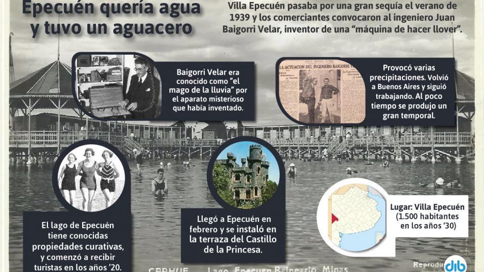 El verano en el que el "mago de la lluvia" salvó el turismo en Villa Epecuén