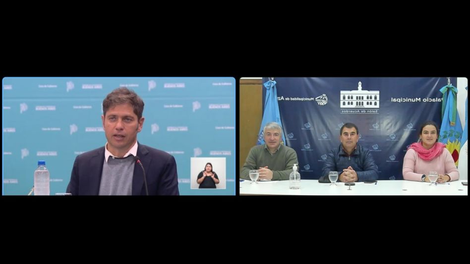 El intendente Hernán Bertellys participó de una reunión de trabajo virtual con el gobernador Axel Kicillof y parte de su equipo. PRENSA MUNICIPAL
