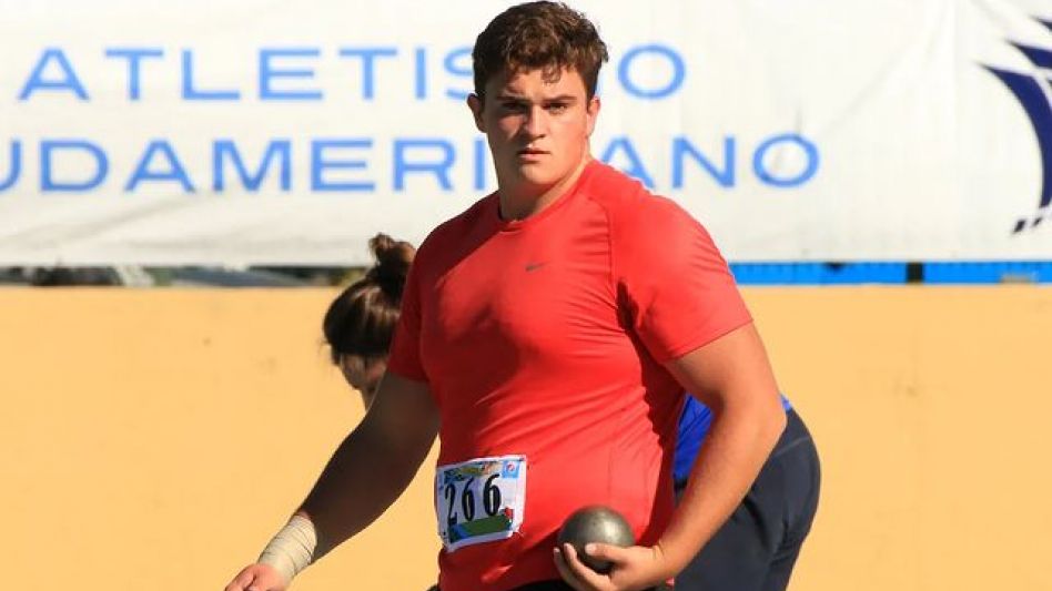 Juan Manuel Arrieguez se consagró campeón de lanzamiento de bala en el Nacional de Clubes U20 que se desarrolló en Mendoza. PRENSA MUNICIPAL