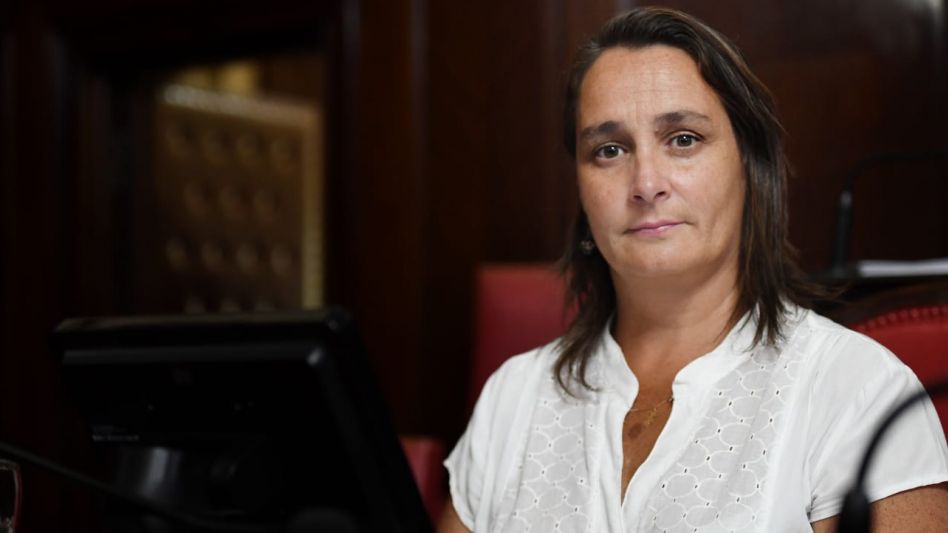 La senadora de Juntos-GEN Lorena Mandagarán durante una de las sesiones en la cámara alta de la legislatura bonaerense. PRENSA/JUNTOS-GEN