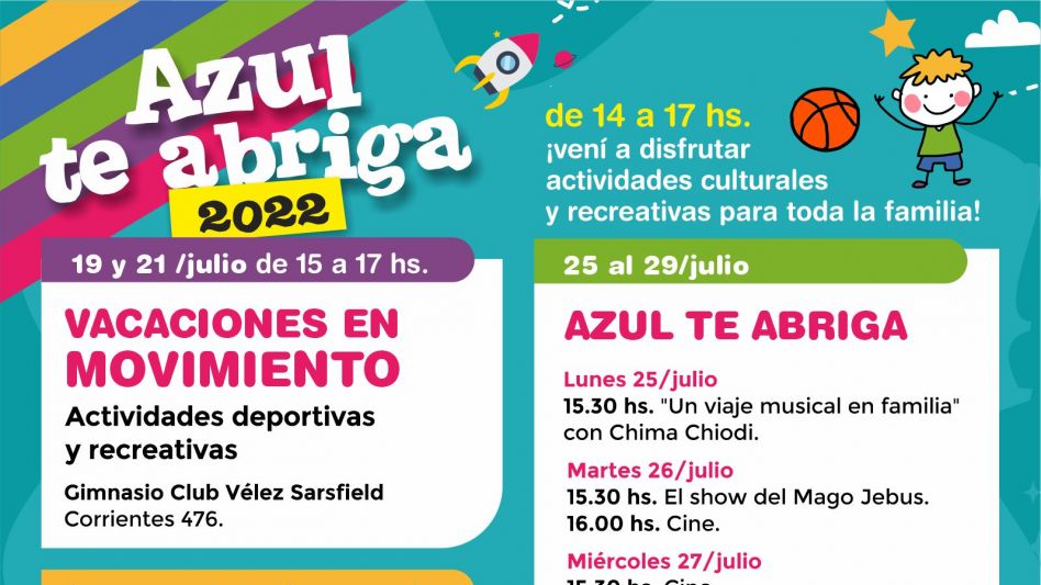 El  "Azul te abriga" propone actividades recreativas y deportivas para estas vacaciones de invierno