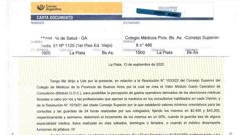 Colegios de Médicos suspenden cobro de GOC