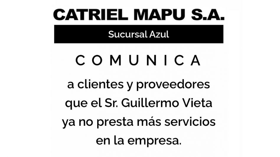 CATRIEL MAPU S.A, Sucursal Azul.