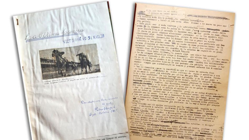 Parte de los originales de la novela inédita del periodista Borghi López: una idea de portada y una página con sus correspondientes correcciones.  DOCUMENTOS GENTILEZA FAMILIA BORGHI CARRASQUERO