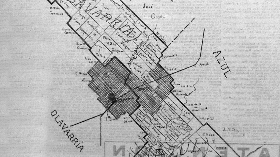 Plano del proyectado Partido Manuel Quintana, publicado en el diario El Imparcial. ARCHIVO HEMEROTECA JUAN M. OYHANARTE