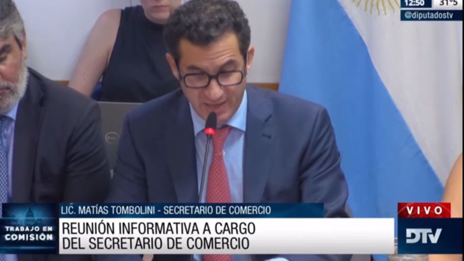 El Secretario de Comercio, Matías Tombolini, expuso en Diputados