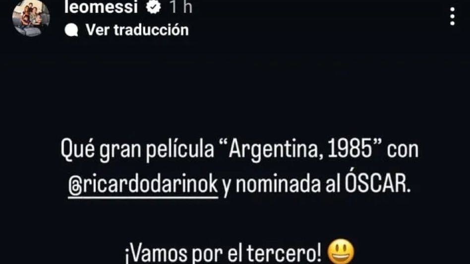 El apoyo futbolero de Messi a "Argentina, 1985": "Vamos por el tercero"