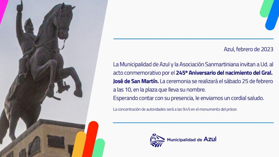 Acto por el 245° aniversario del nacimiento del Gral. San Martín