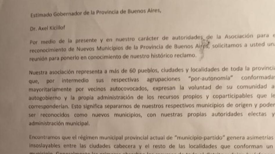 Reclaman al gobernador Kicillof que ayude  a los autonomistas a impulsar los reclamos